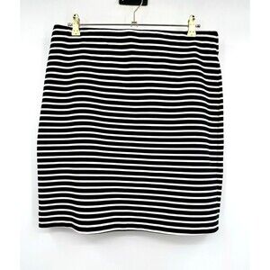 Old Navy Ponte Pencil Skirt Black Stripe Mini Cotton Stretch Coastal Nautical L